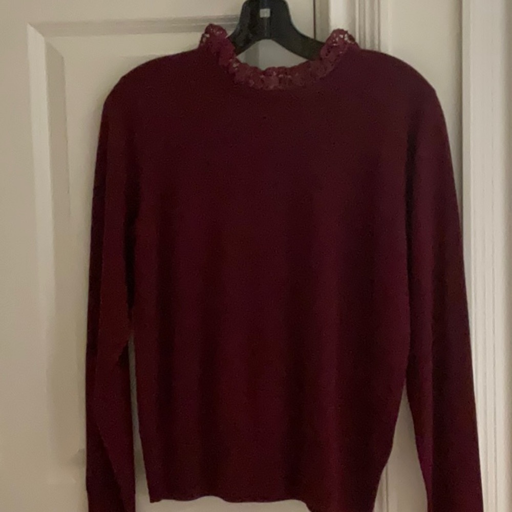 Cranberry j crew lace collar sweater size medium